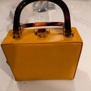Sorpresa NY square/rectangular mini hand bag with tortoise shell like handles